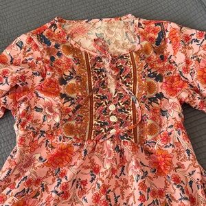 SHEIN Floral Pink and Orange Mini Dress